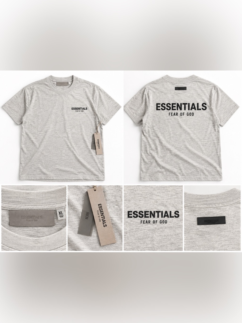Fear of God Essentials Light Gray Logo Short Sleeve T-Shirt NWT size XL